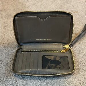 Marc by Marc Jacobs Black Leather Wallet with Gold Accents